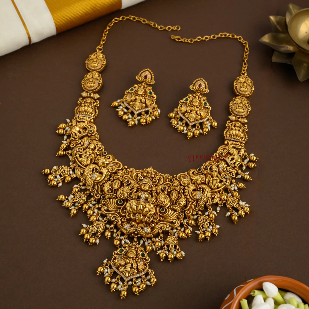 Classy Fine Crafted Nakshi Lakshmi Bridal Necklace