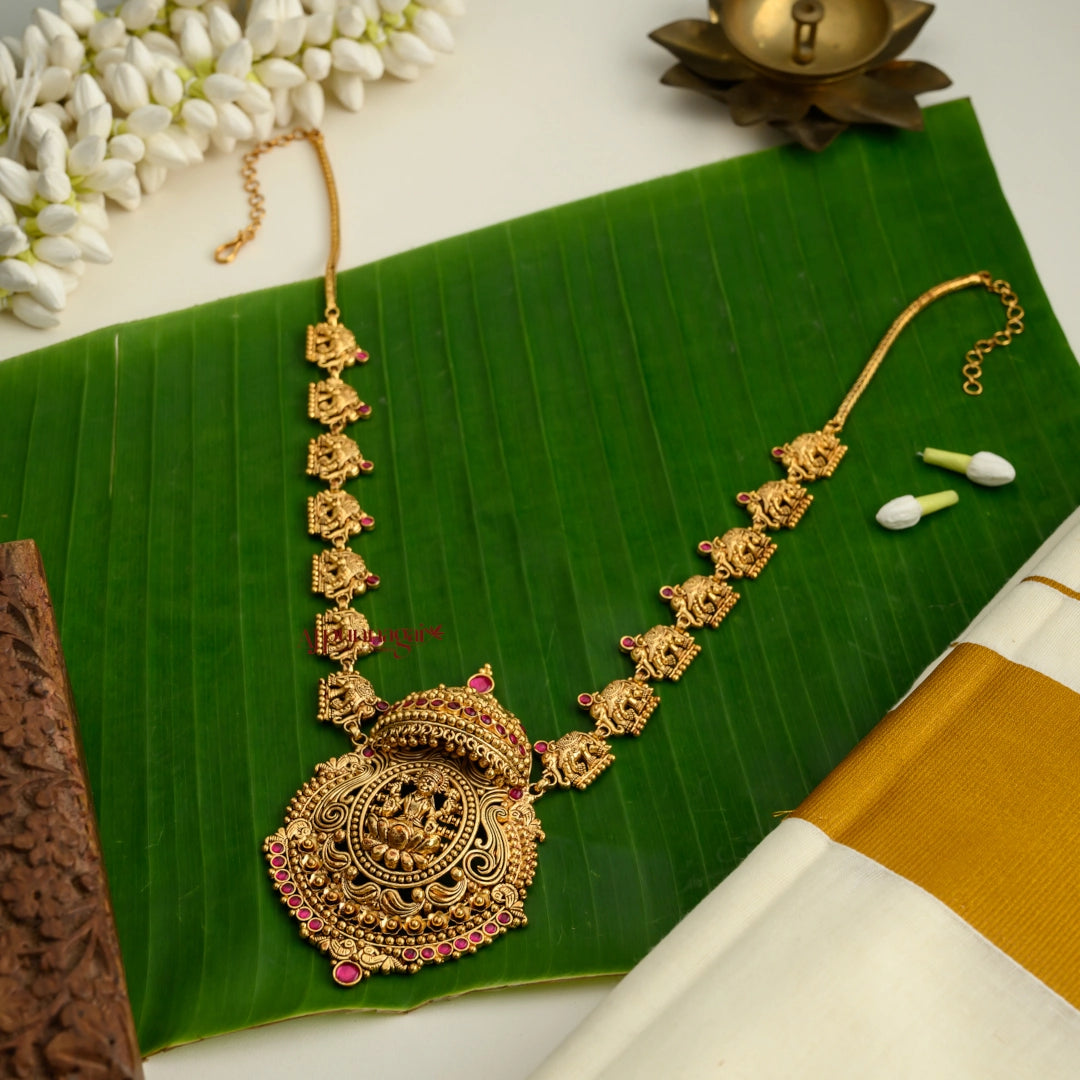 Elegant Lakshmi With Elephant Bridal Mid Haram