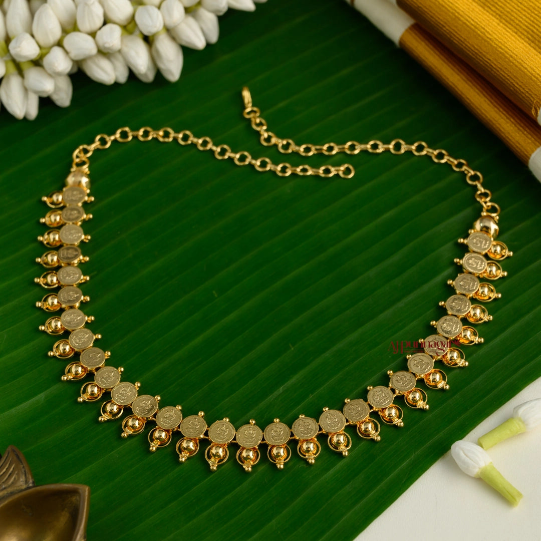 Gold Tone Kerala Style Lakshmi Coin Necklace