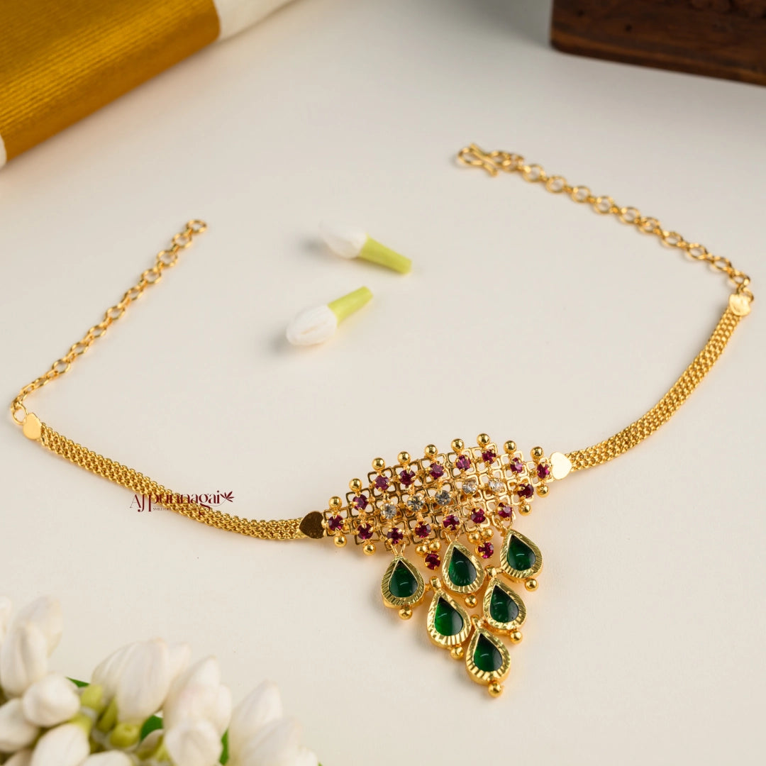 Kerala Style Green Drop Palakka Bridal Choker