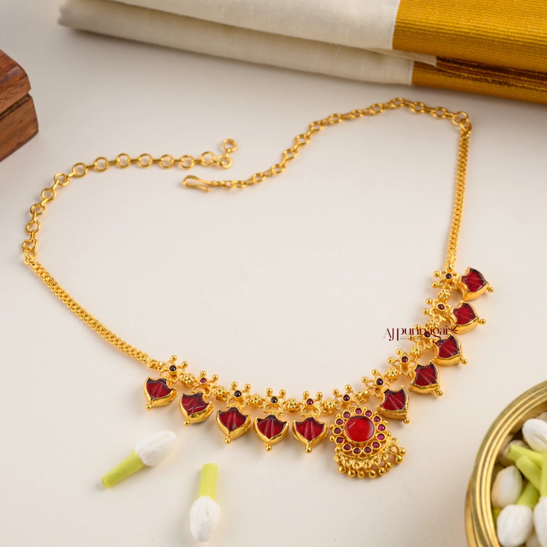 2 in 1 Reversible 5 Palakka Necklace - Green and Red