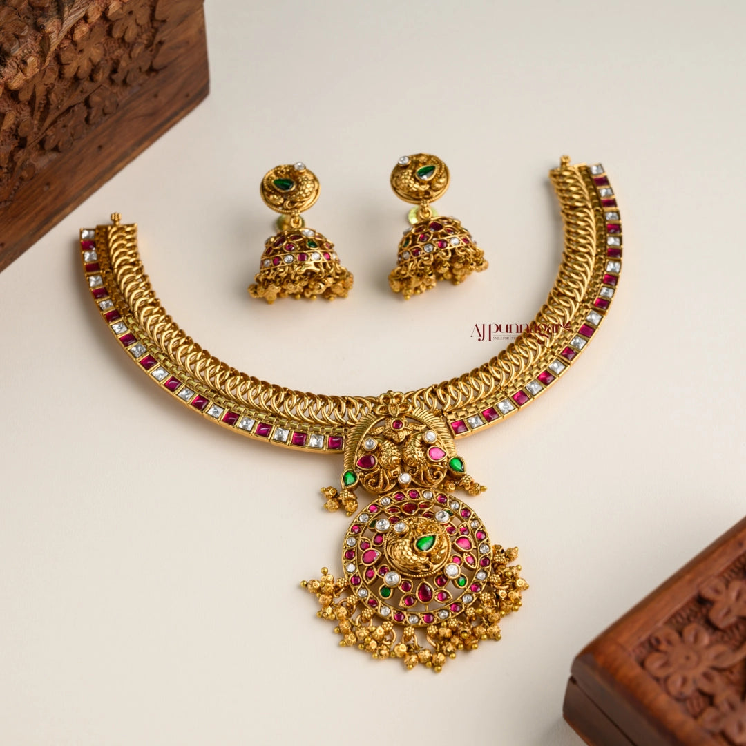 Gold Look Alike Peacock Bridal Necklace
