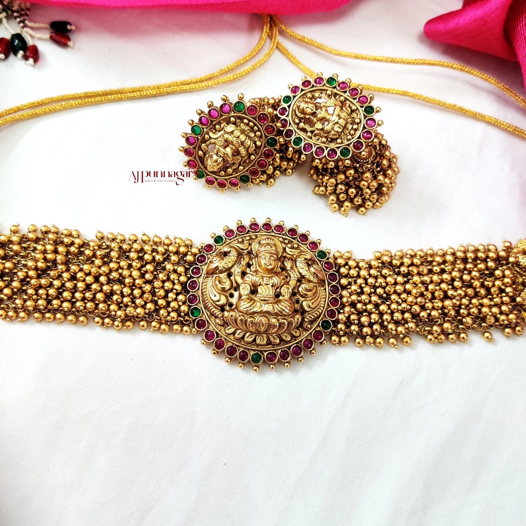 Golden Beads Lakshmi Choker