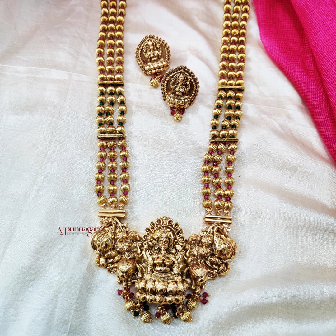 Ethnic Beauty multi gold beaded layered Lakshmi Haram