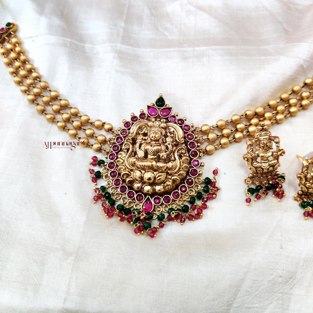 Golden Beads Lakshmi Choker