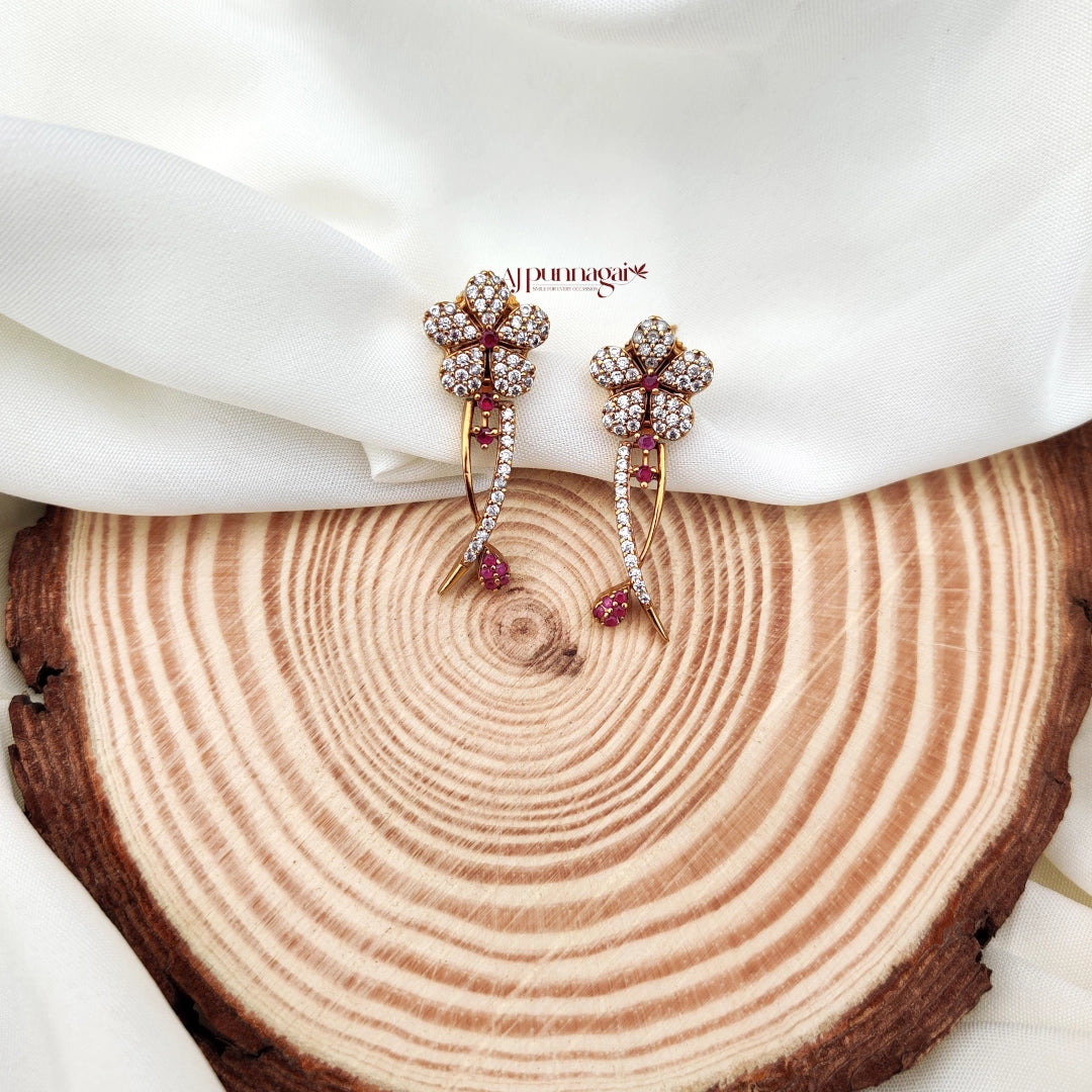 Trendy Ruby & White Stone Necklace