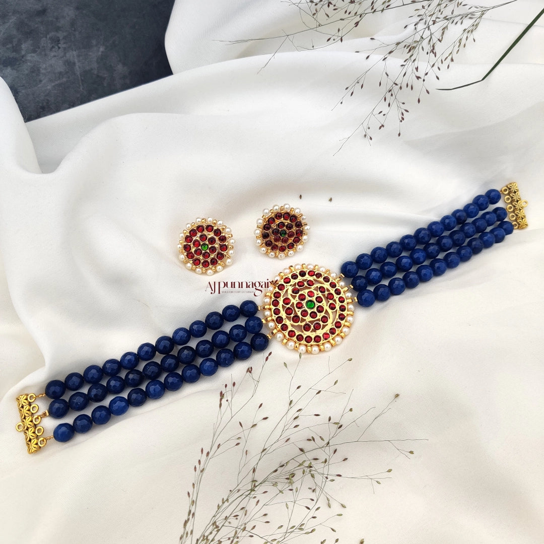 Classic Blue Beads Kemp Necklace