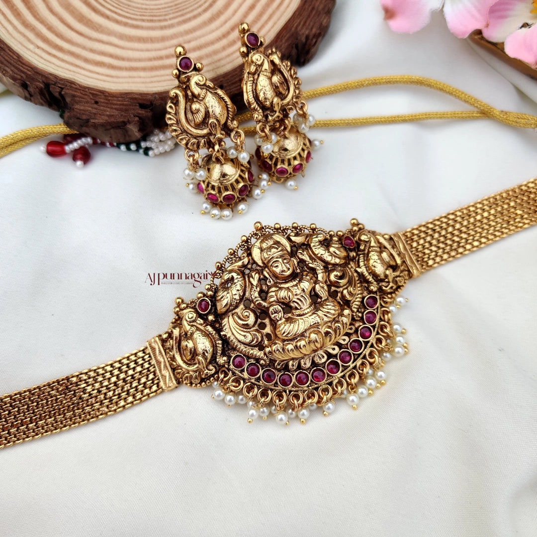 Elegant Lakshmi design Choker - Ruby