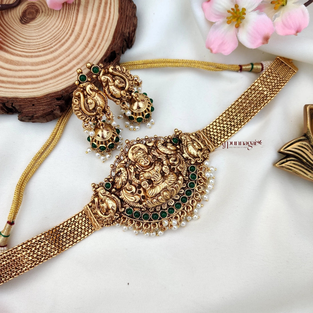 Elegant Lakshmi design Choker - Green