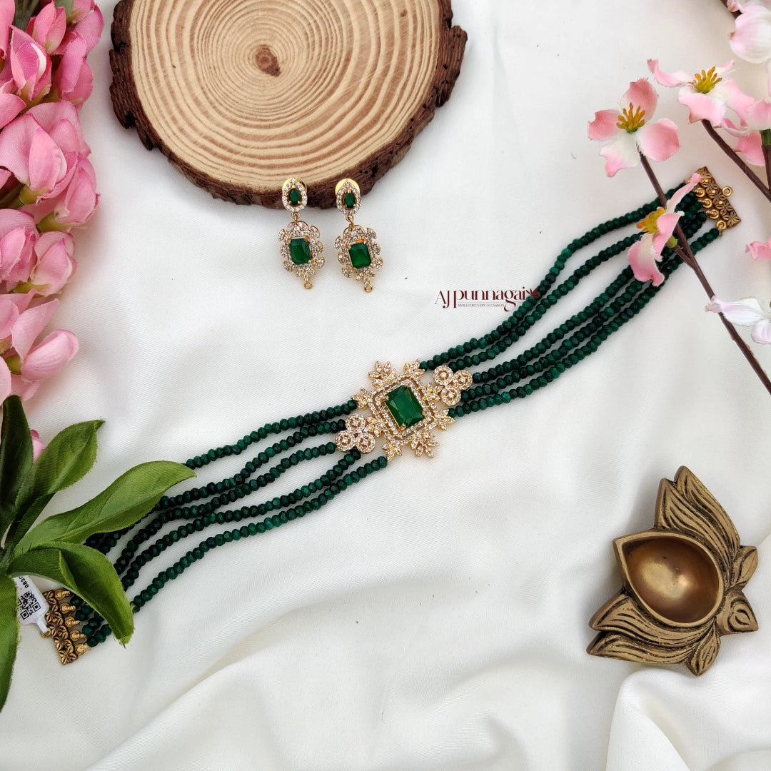 Beaded Choker - Green