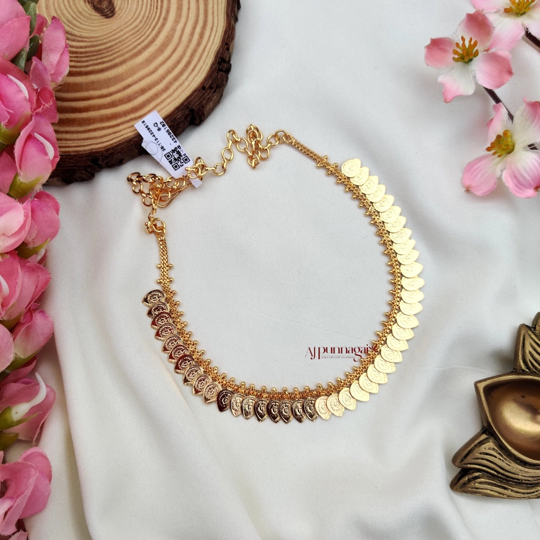 Short Leafy Lakshmi Coin Necklace