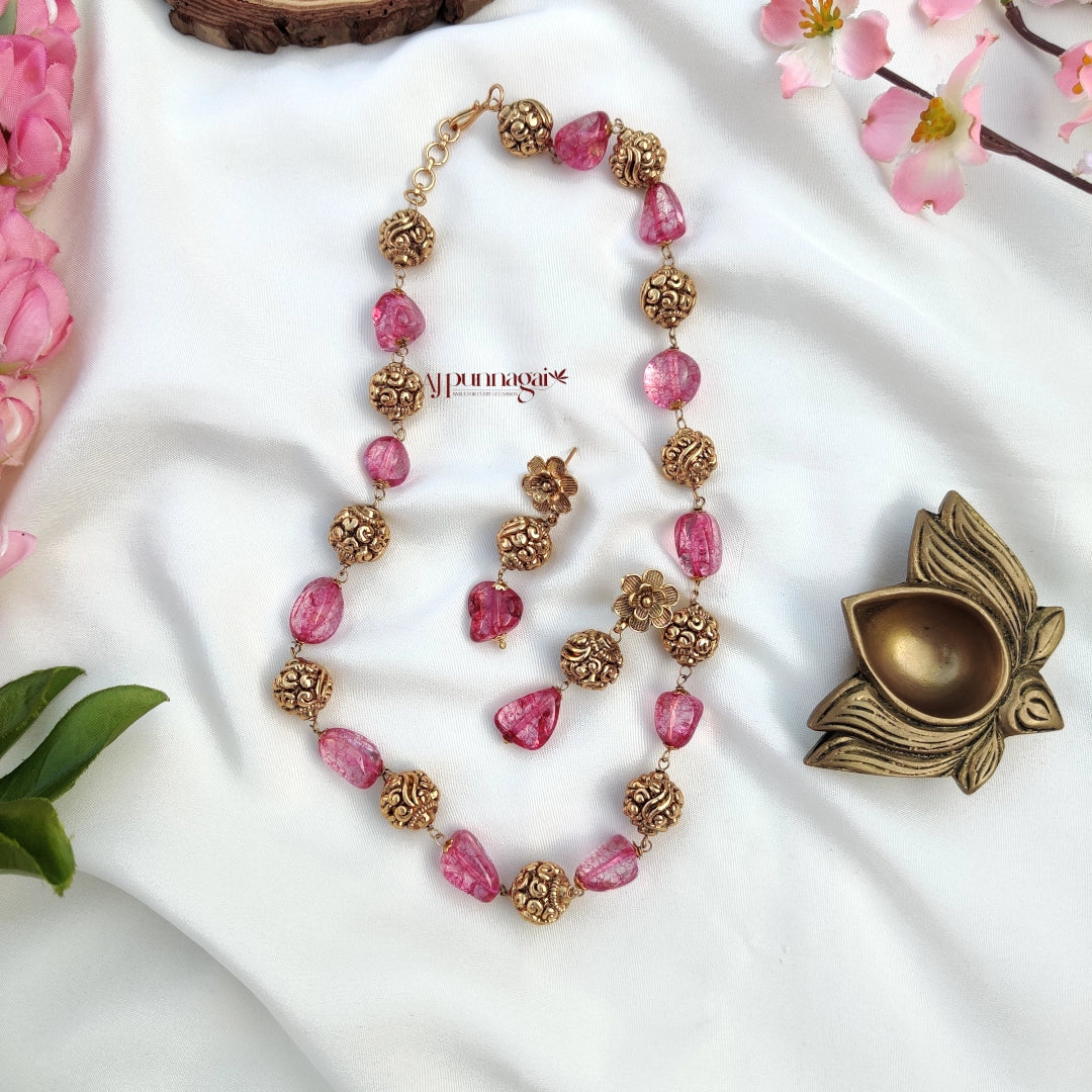 Stylish Agate Beaded chain - Pink