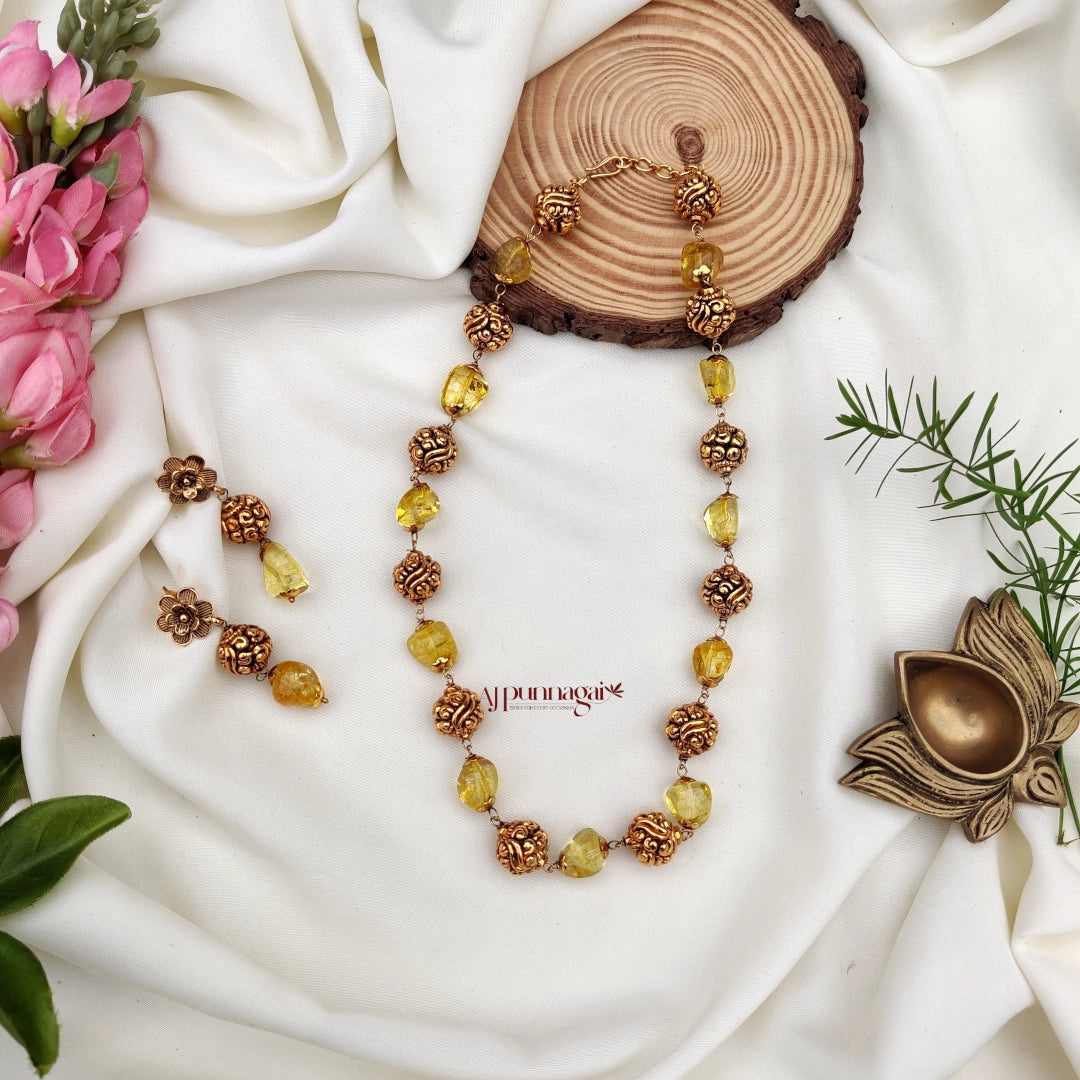 Stylish Agate Beaded chain - Yellow