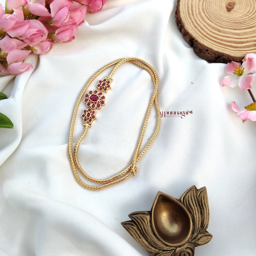 Beautiful floral Mogappu chain - Ruby
