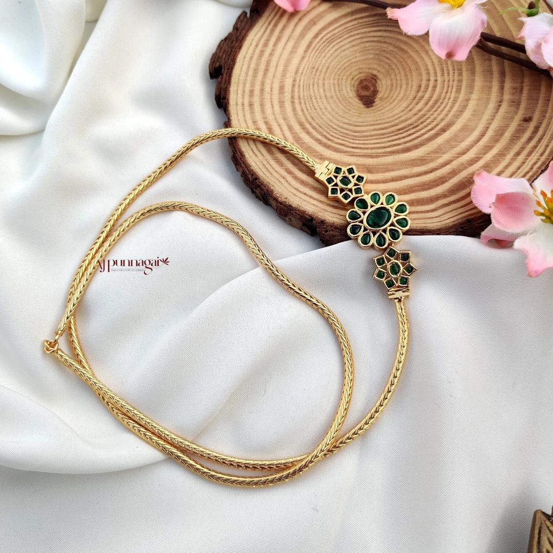 Beautiful Floral Mogappu chain - Green