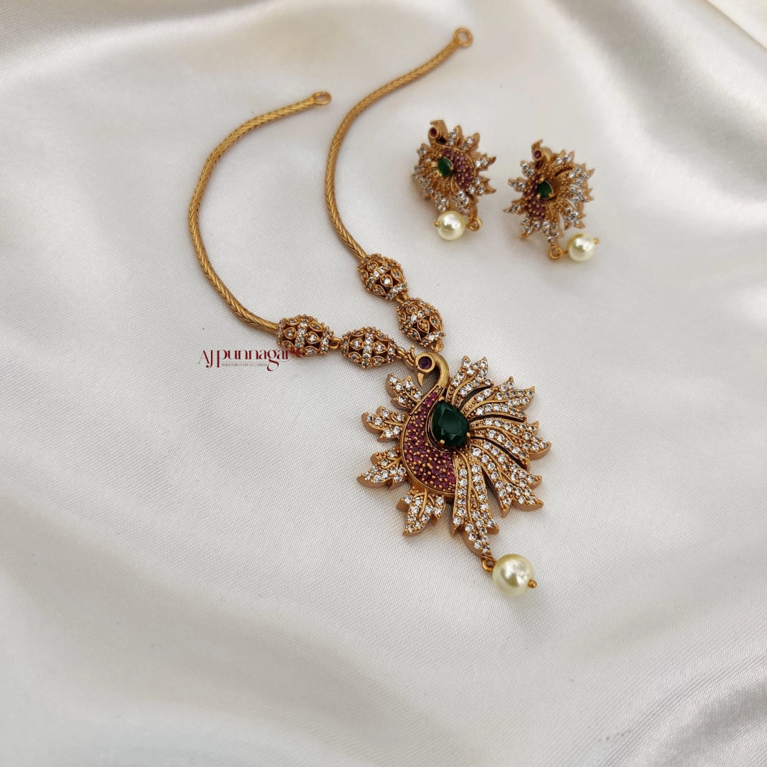 Graceful style AD stone peacock Necklace