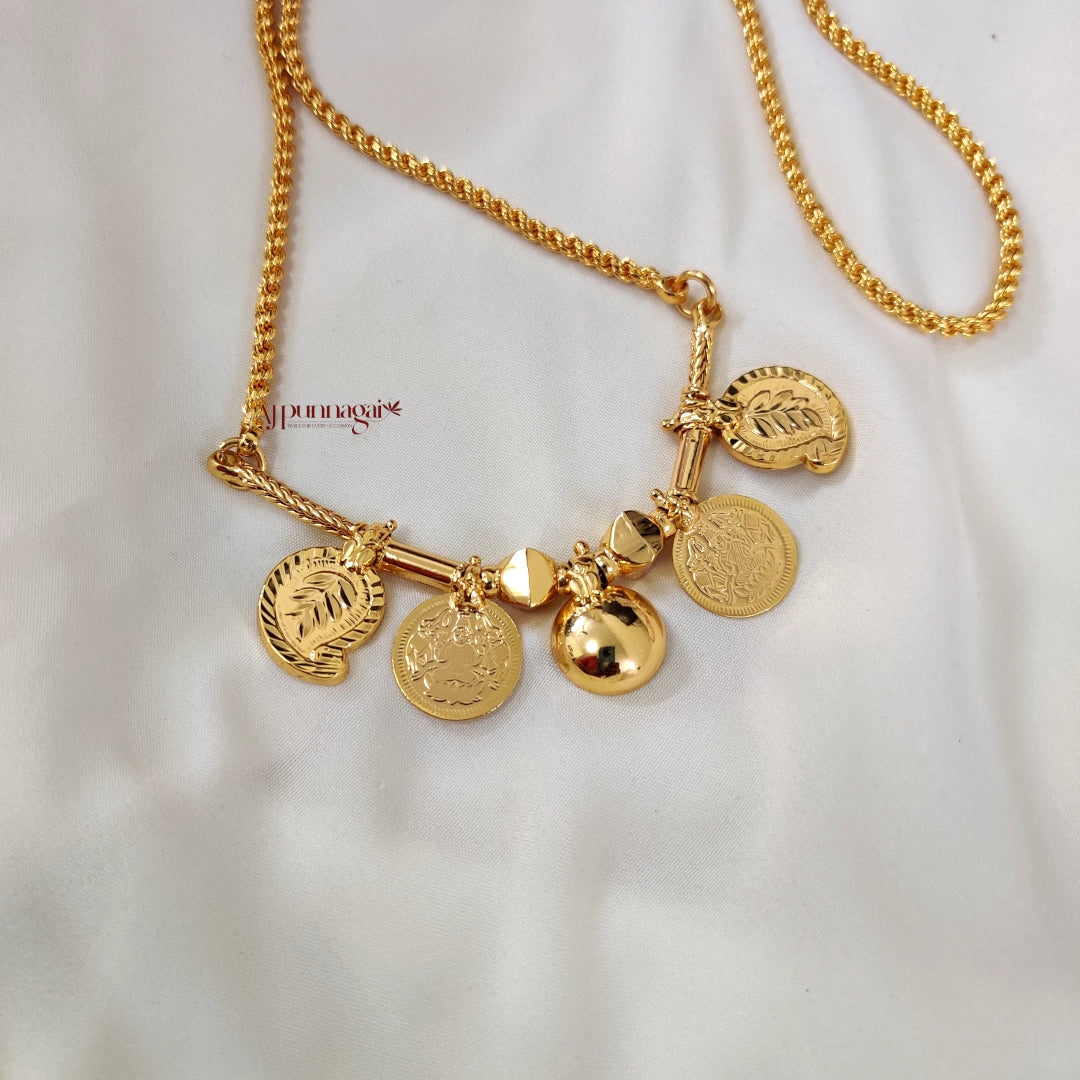 Traditional South Indian Bottu Lakshmi coin Mango Leaf Thirumangalyam with Rope Chain