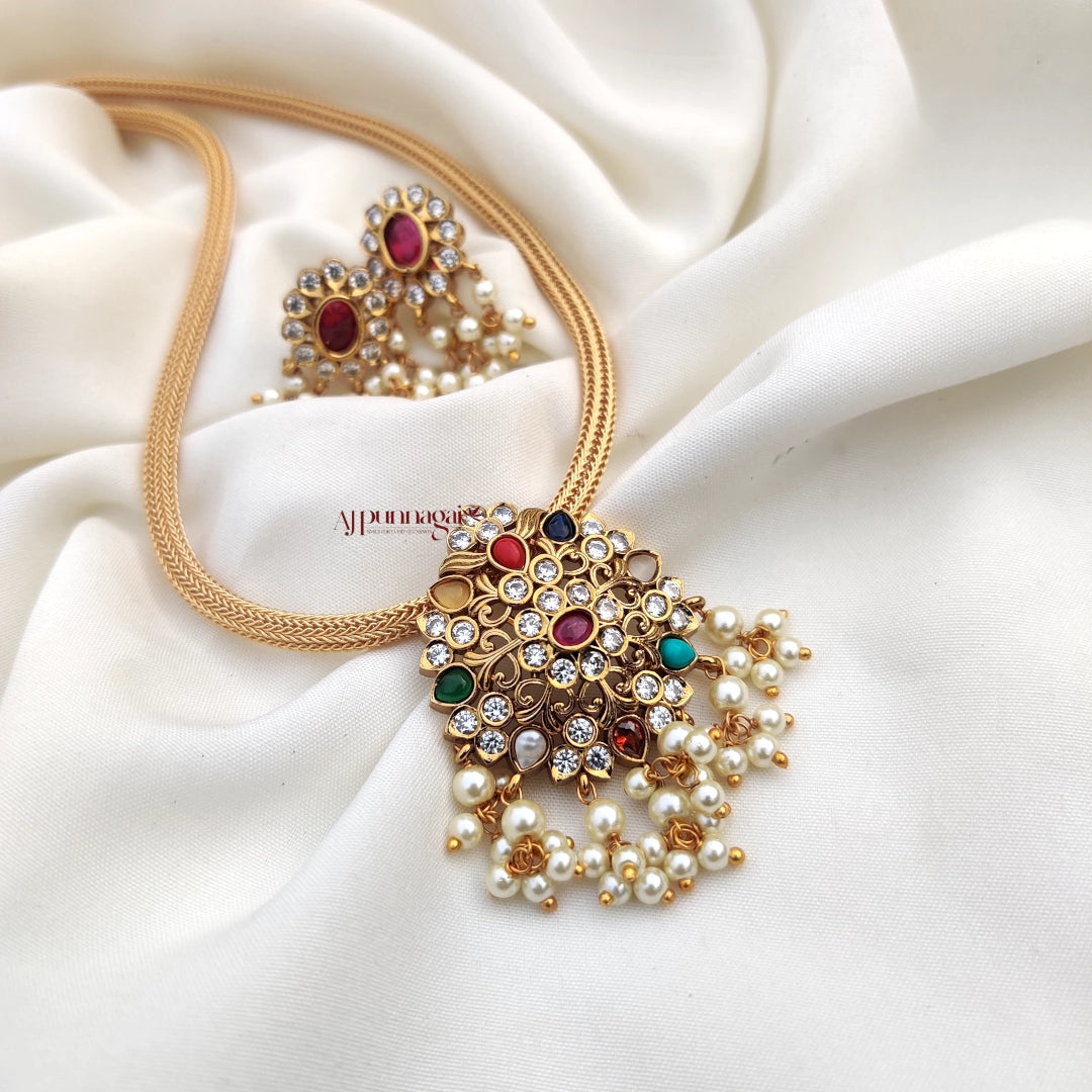 Classy Navaratna Pendant Chain