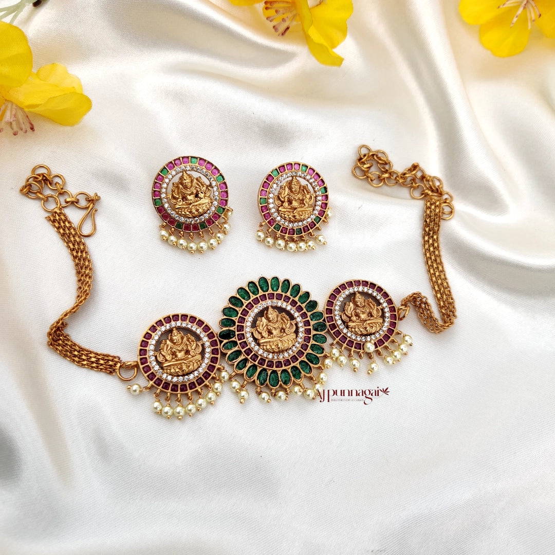 Lakshmi Choker - Green and Ruby