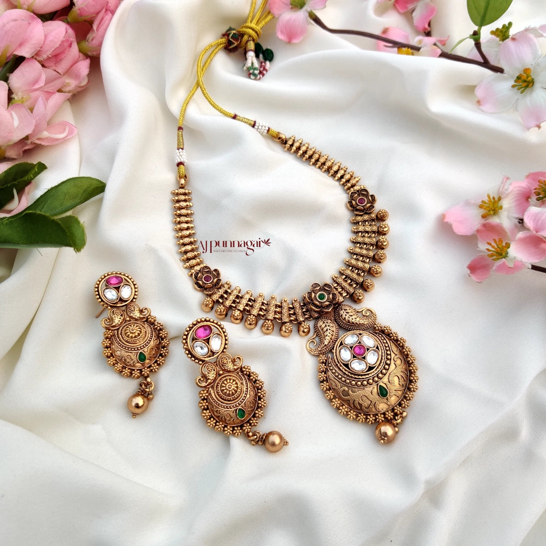 Heavily fine crafted Antique Necklace - Multi