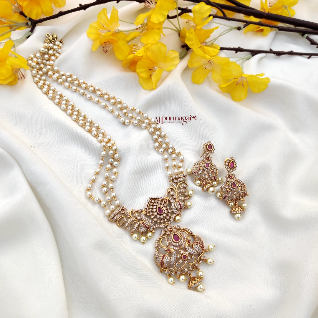 Peacock Beaded Haram - Ruby