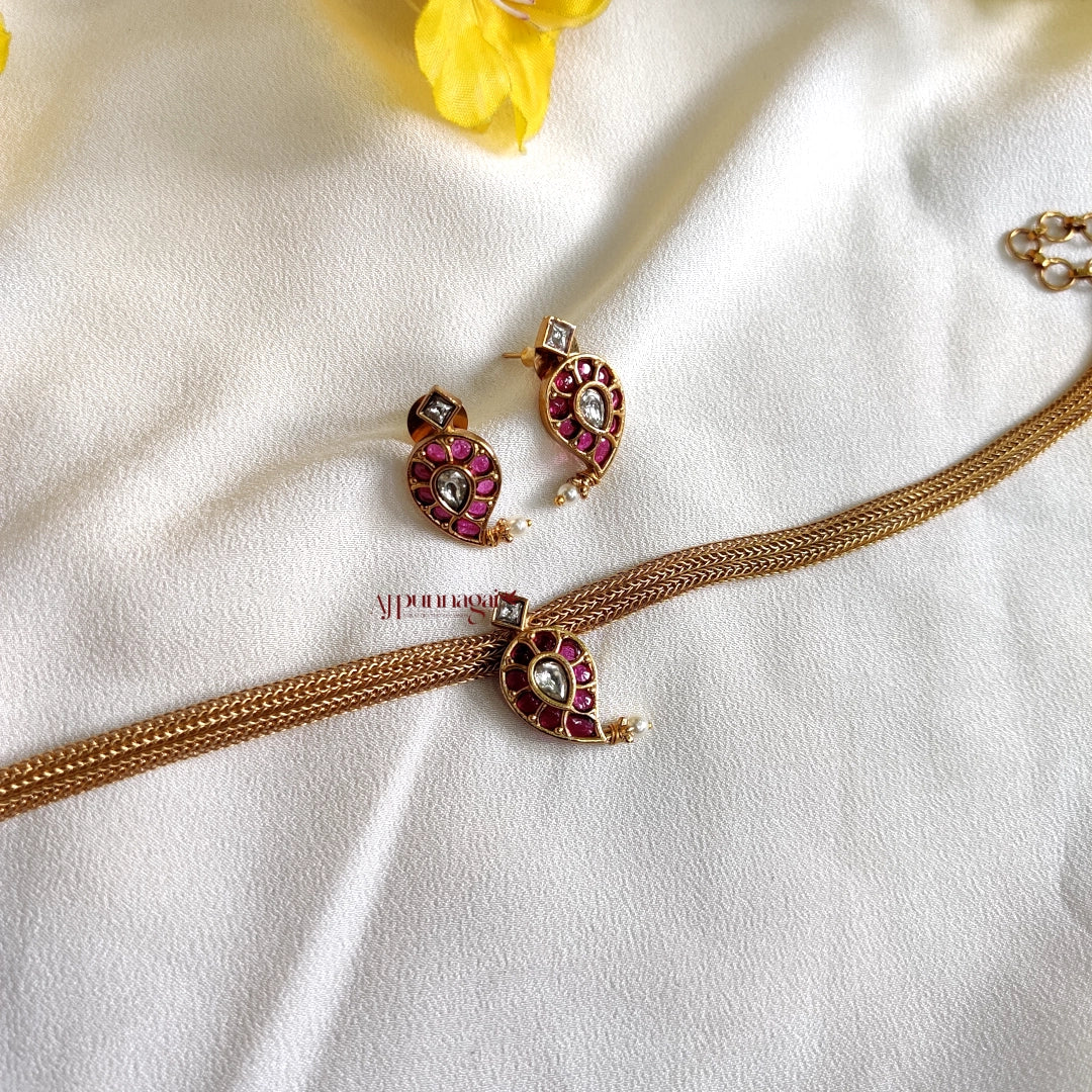 Pretty Mango Design Necklace - Ruby