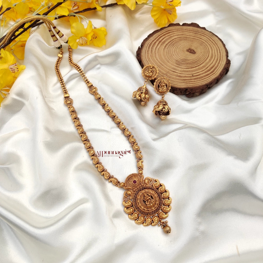 Unique touch to traditional lakshmi & Mango design haram