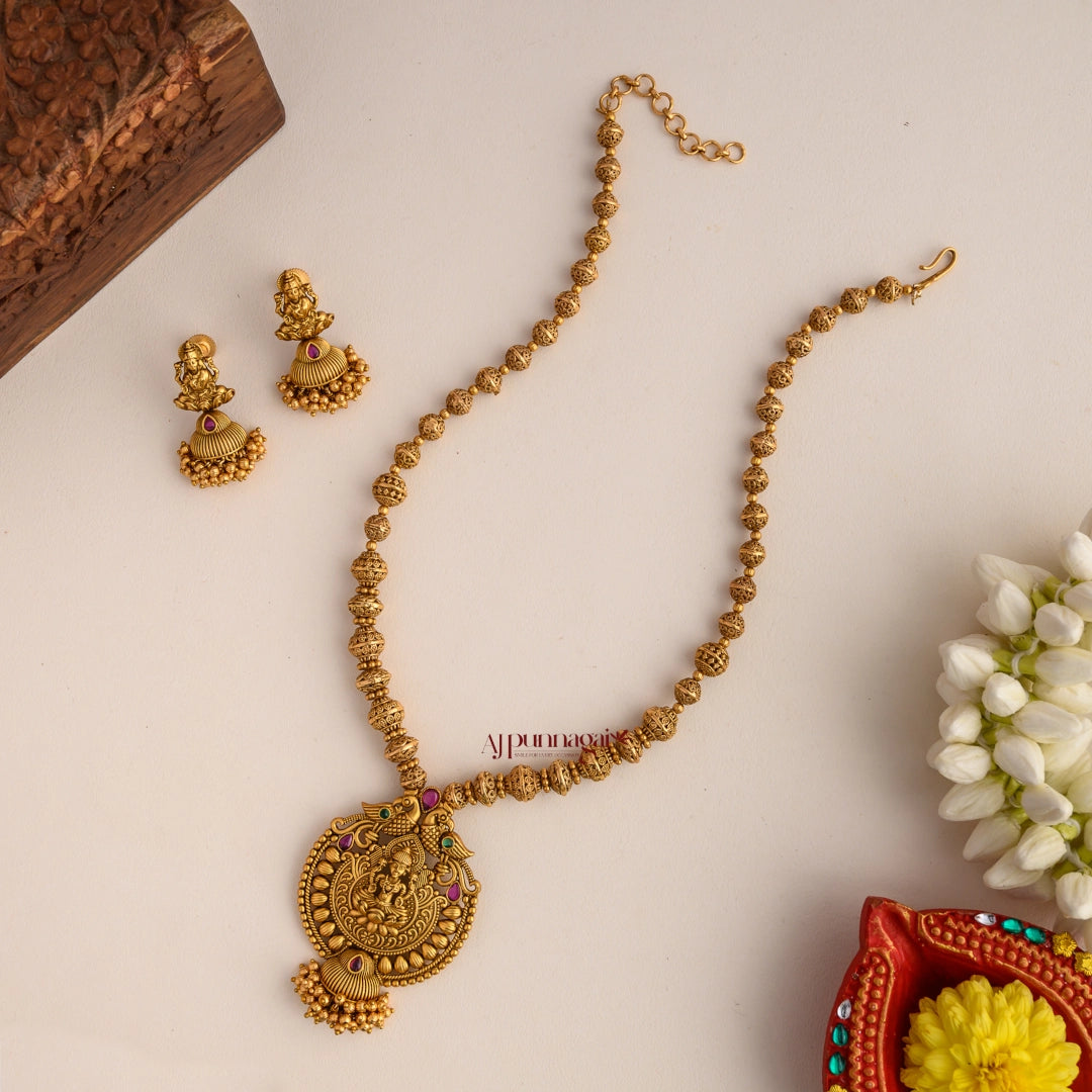Traditional Antique Beaded Lakshmi Motifs Haram