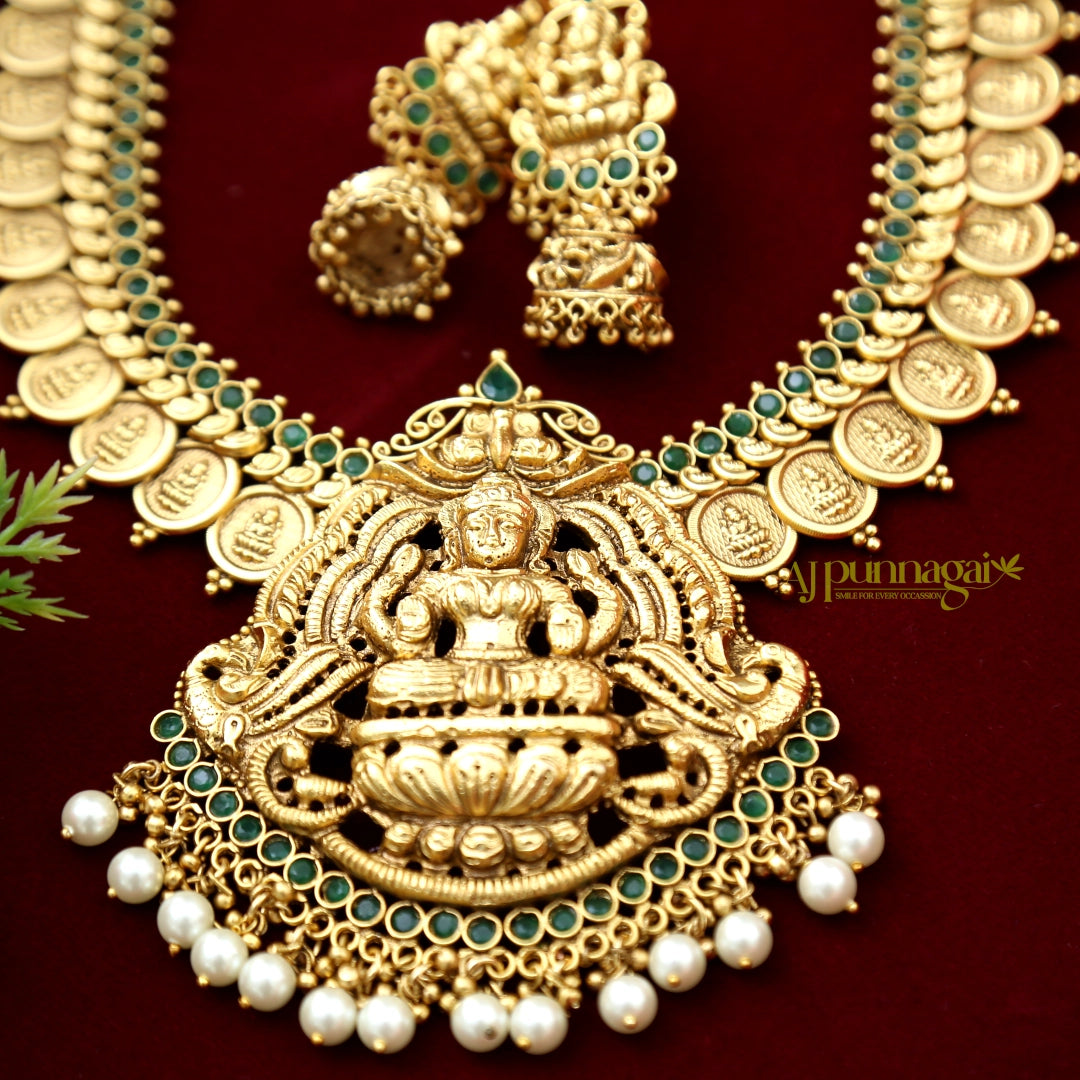 Gold look-alike Lakshmi Coin Haram - green