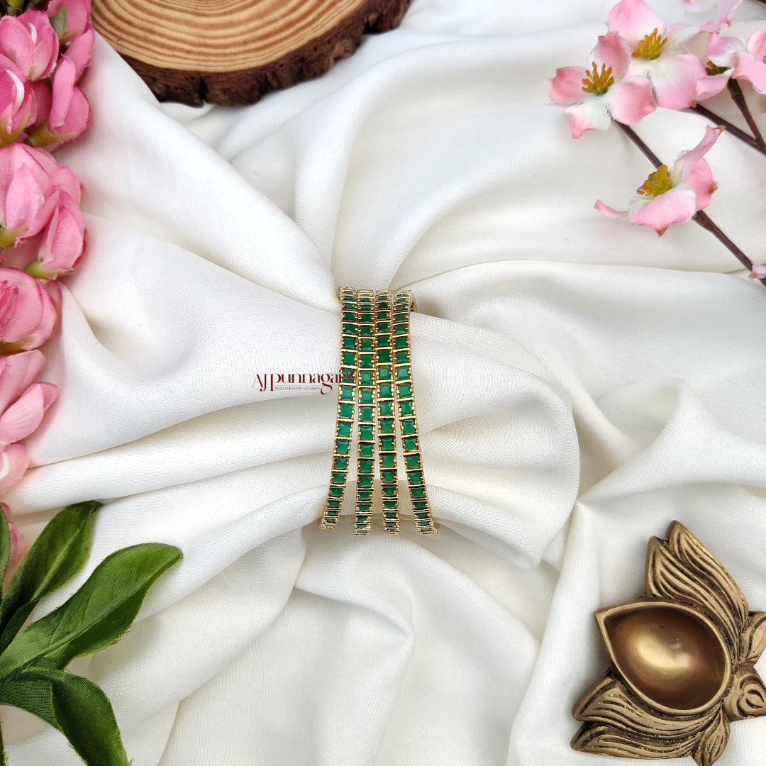 Square Stone Green Bangle