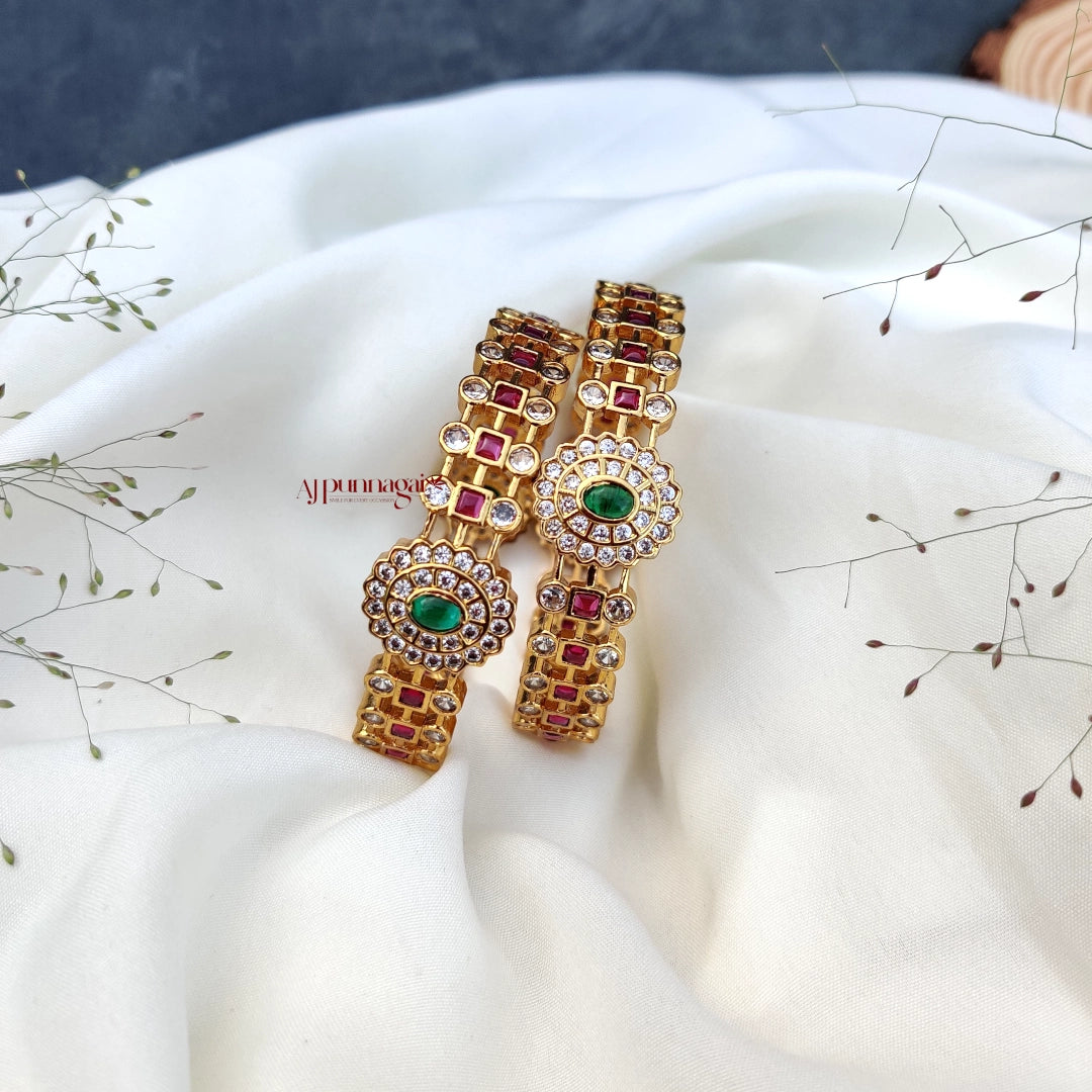 Stylish AD with kemp stone Bangles