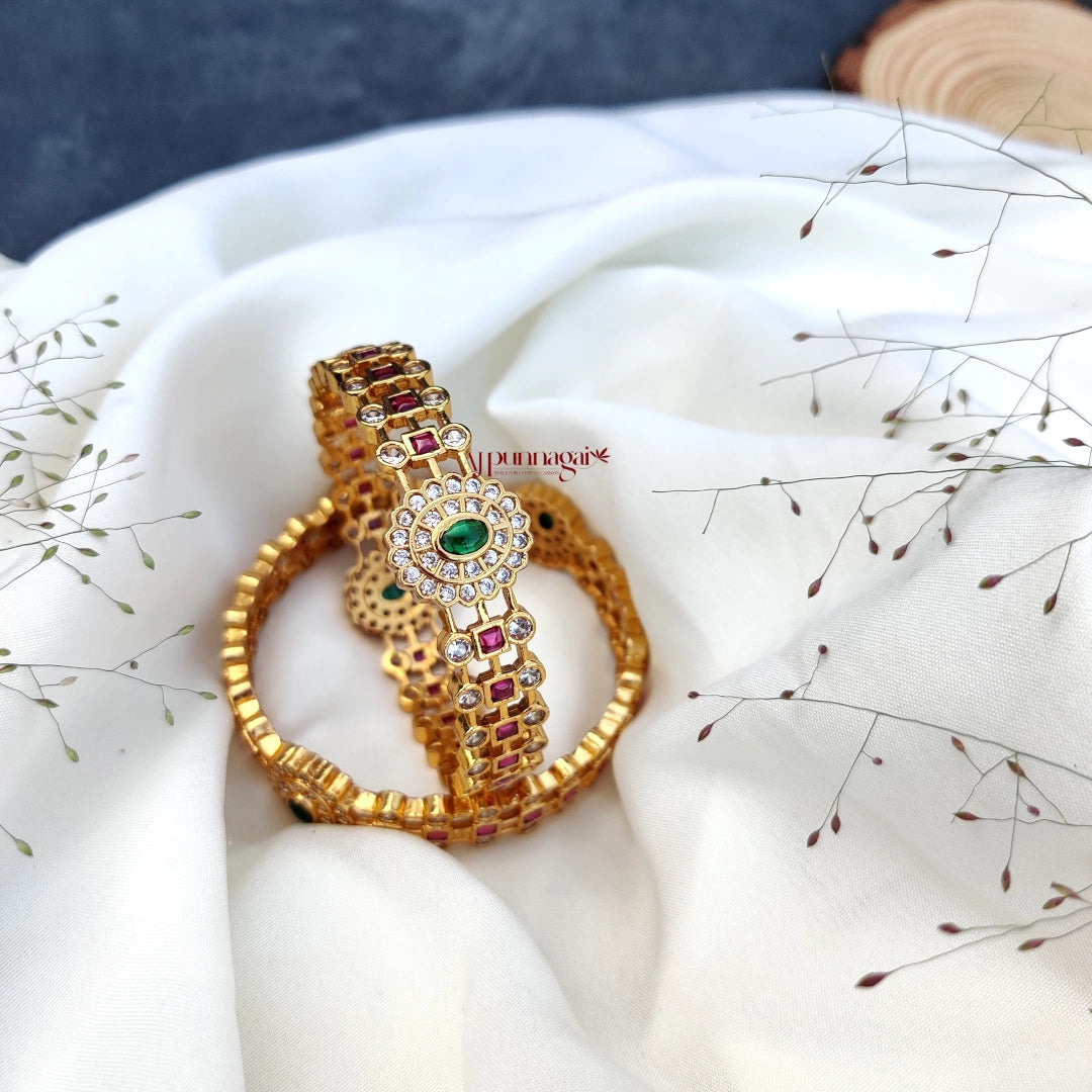 Stylish AD with kemp stone Bangles
