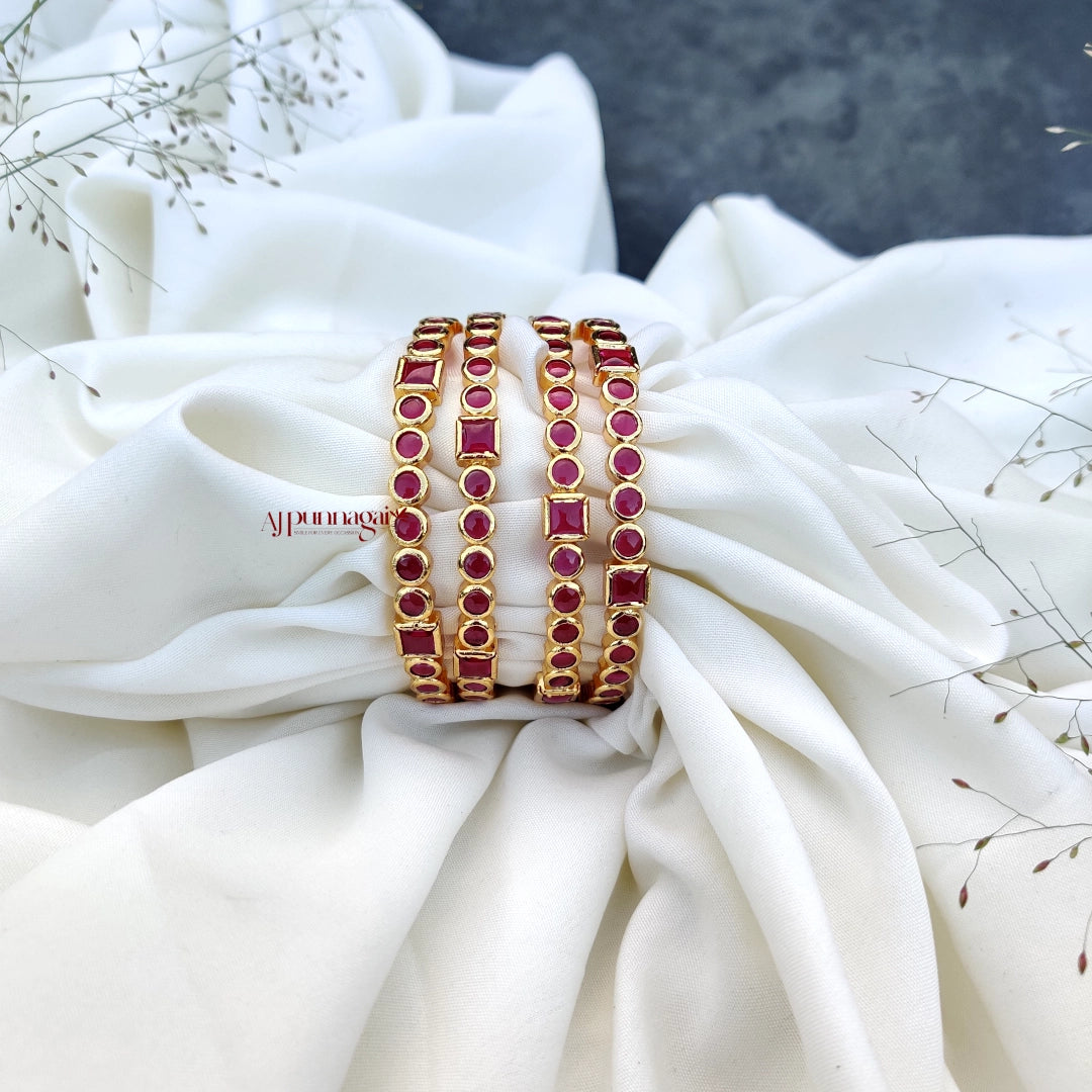 Unique Ruby Stone Bangles Set
