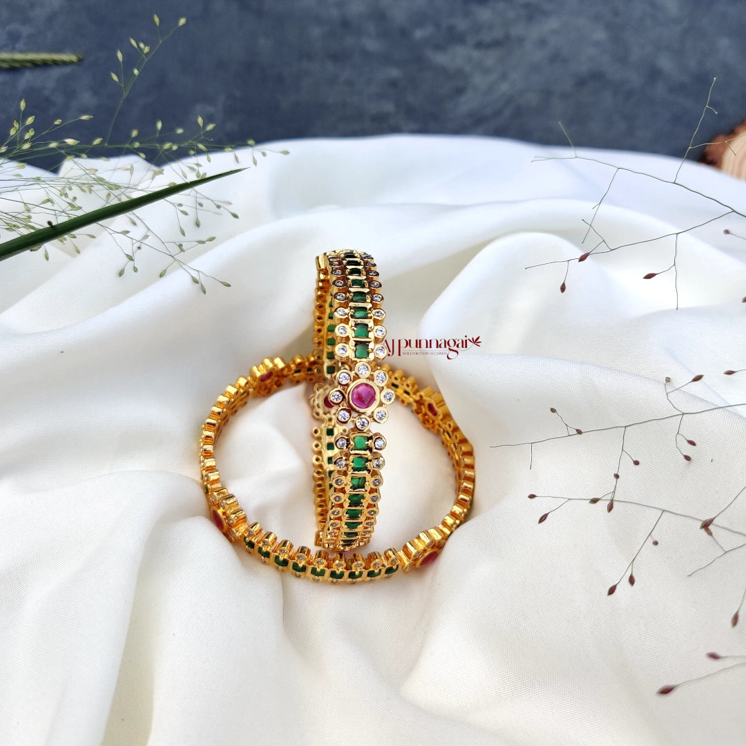 Three Line Stone Bangles Set