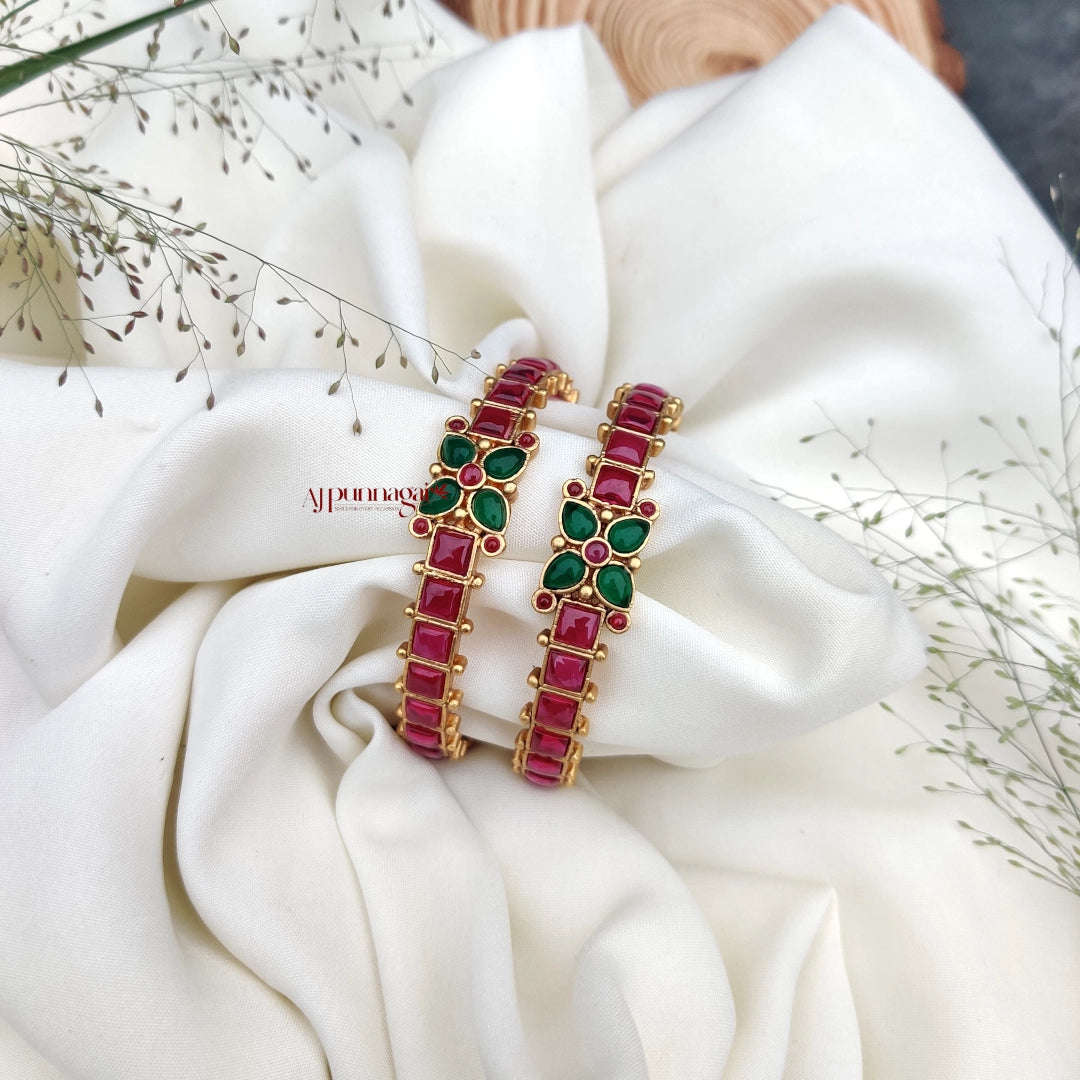 Square Stone Ruby Bangles