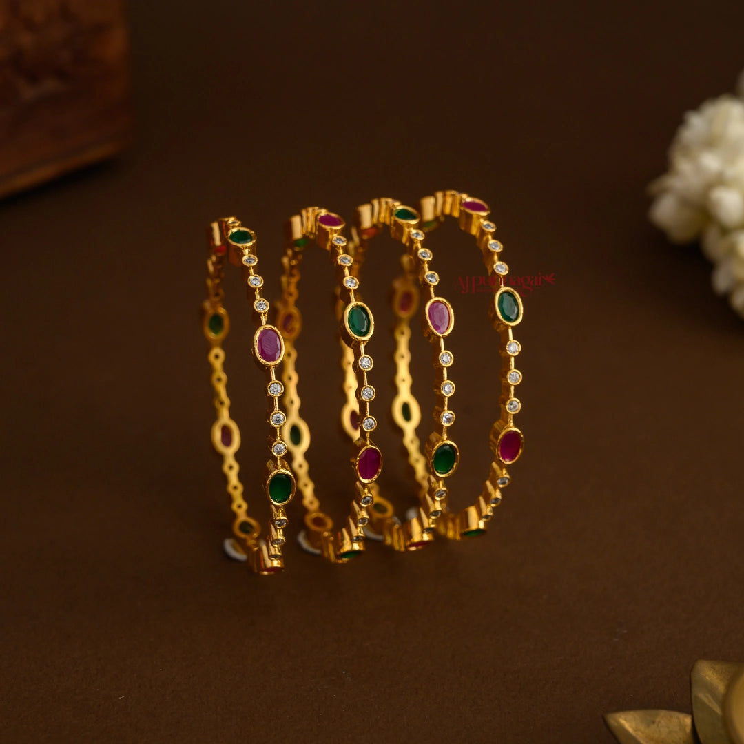 Elegant Multi Stone Bangle - Set of 4