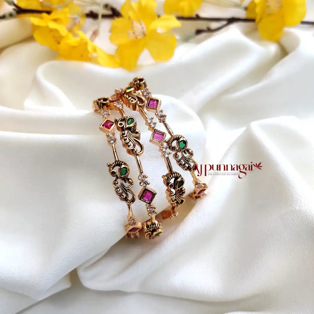 Peacock Bangle - Set of 4