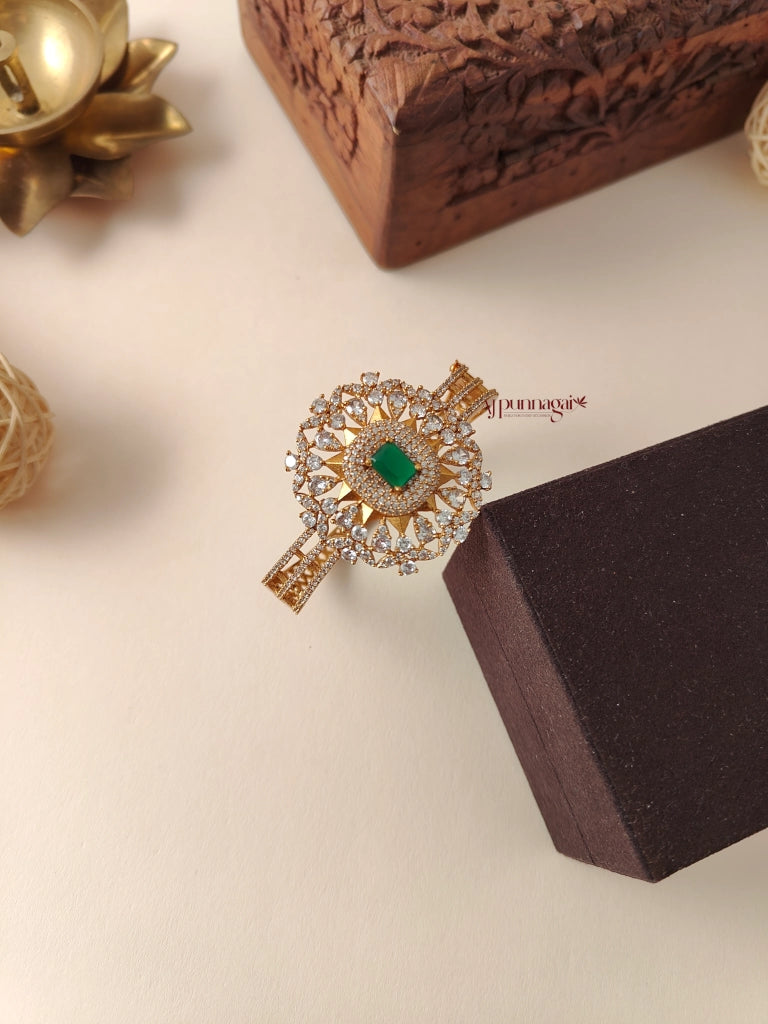 Sparkling AD stone Openable Bracelet - Green