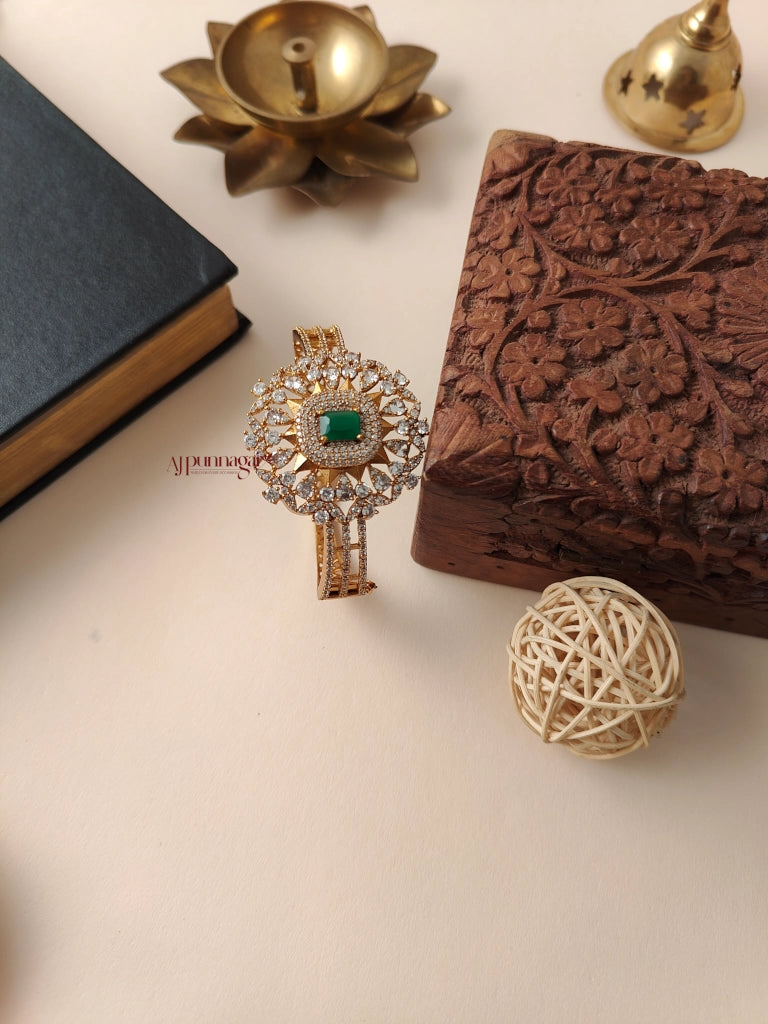 Sparkling AD stone Openable Bracelet - Green