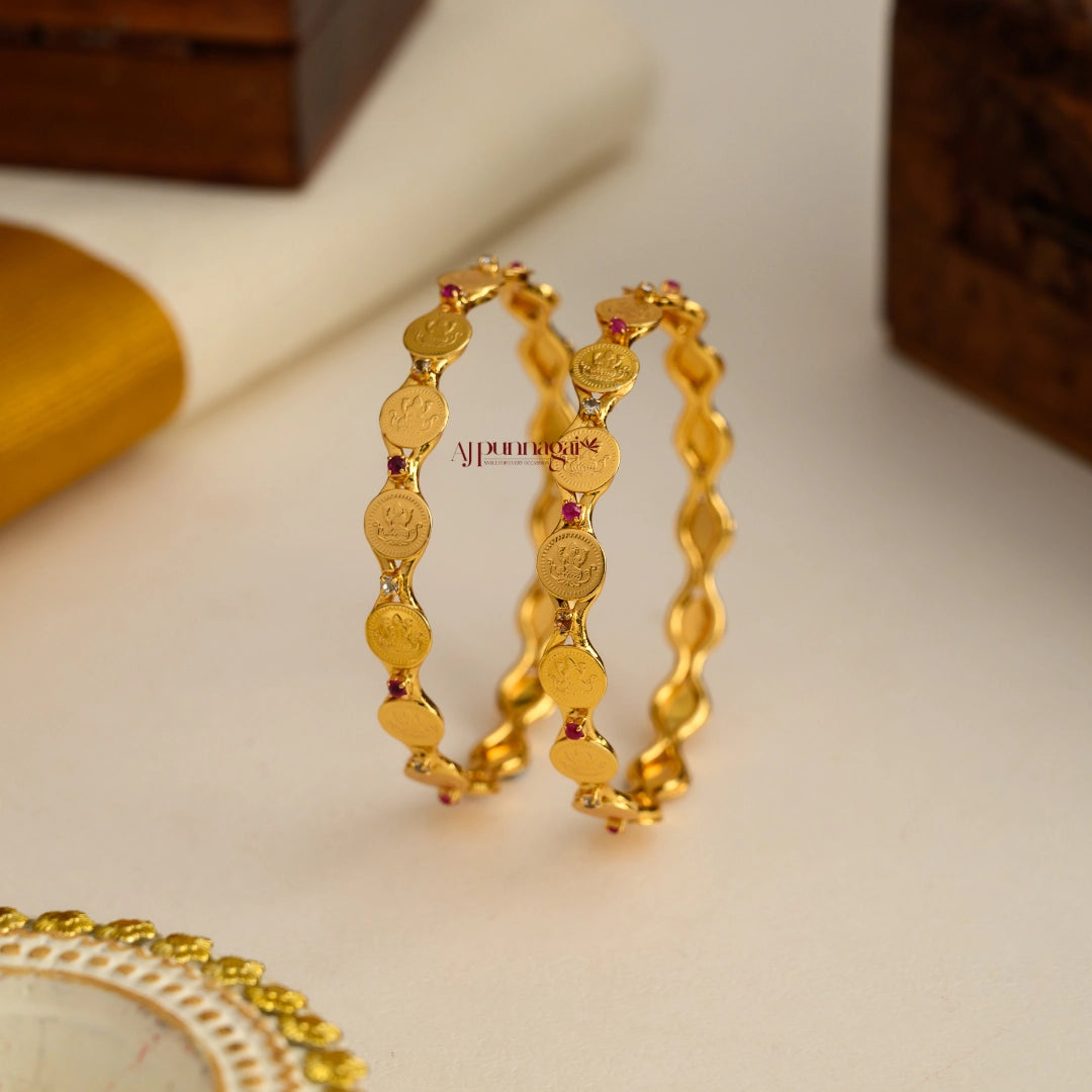 Lakshmi Coin Bangle With AD Stone