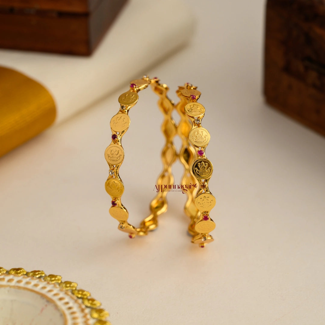 Lakshmi Coin Bangle With AD Stone