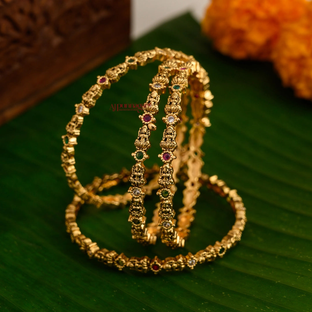 Multi Nakshi Lakshmi Bangle - Set of 4