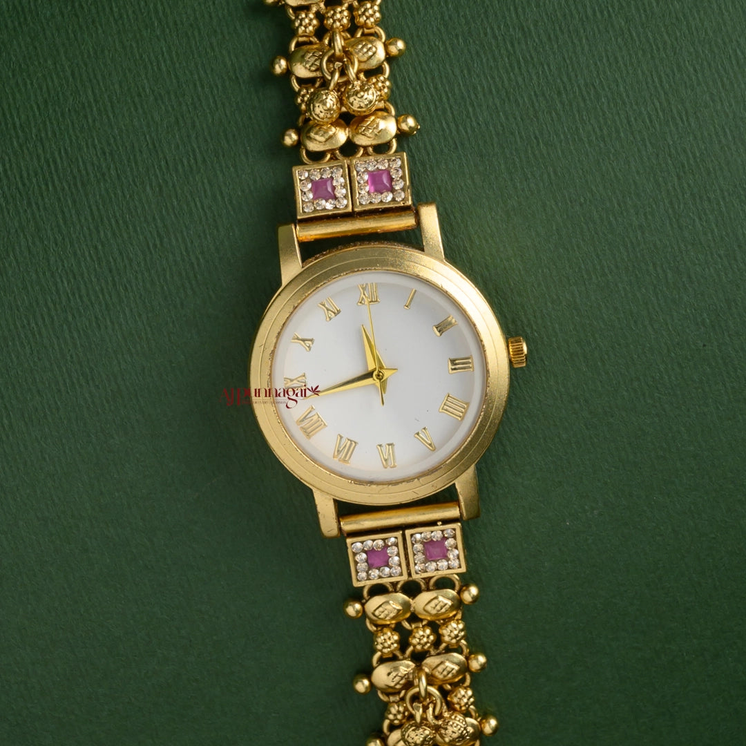 Stylish Gold Look Alike Watch - Light Pink