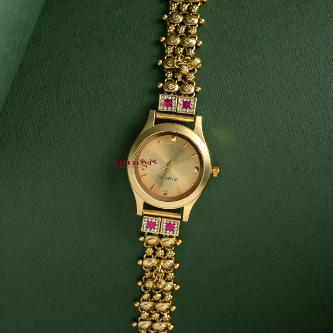 Stylish Cream Gold Look Alike Watch