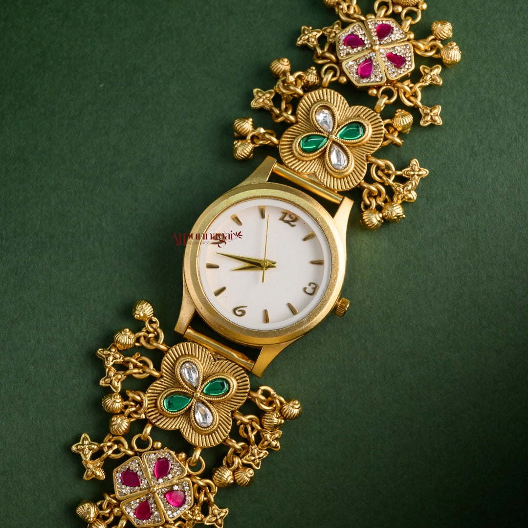 Multi Floral Heritage Kundan Jadau Watch