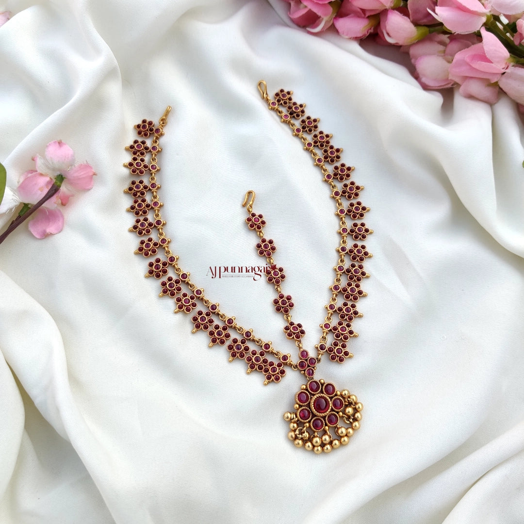 Vintage Inspired flower Design Bridal Headset - Ruby