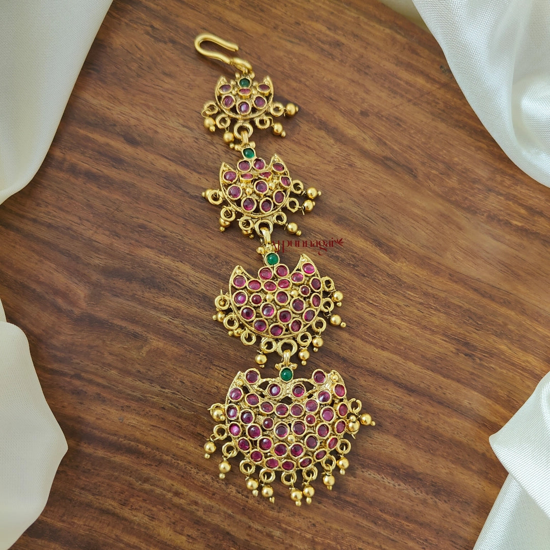 Traditional Half Moon Shaped Maang Tikka- Multi