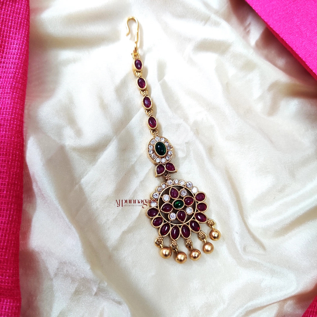 Unique Kemp Stone Maang Tikka - Multi