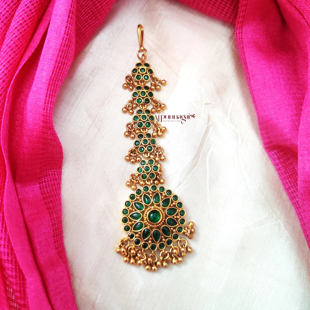 Bridal Chakra Pendant Maang Tikka - Green