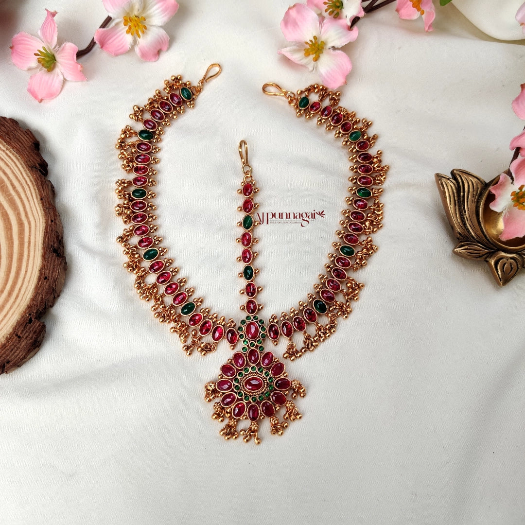 Traditional Kemp stone Bridal Headset - Multi